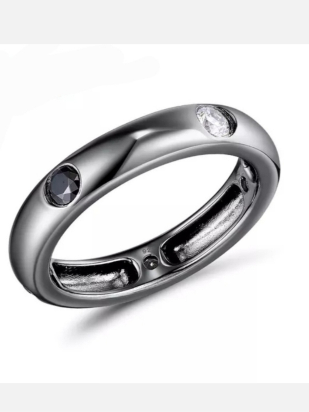 Silver black band ring sz 7.5